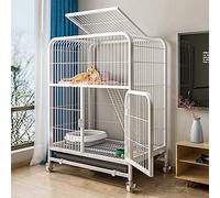 FKTHYO Cat Playpen - Deluxe Cat Home Large Cat CageMetal Wire Kennels Crate Small Animal Cage for Kitten Guinea Pig White (88 * 62 * 95cm)