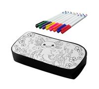 Fkwergsy Axolotl Color Your Own Pencil Case Arts DIY Coloring Pencil Pouch with 8 Bright Markers Cute School Supplies for Girls