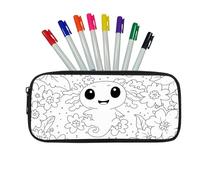 Fkwergsy Axolotl DIY Coloring Pencil Case Crafts Color Your Own Pencil Pouch Cute School Supplies for Girls