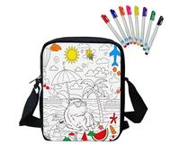 Fkwergsy Color in Blank Bag with 8 Fabric Markers - Capybara Cute Crossbody Bag, Color Your Own Personalized Arts for Kids