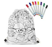 Fkwergsy Color Your Own Axolotl Drawstring Backpack Crafts DIY Coloring Drawstring Bags for Kids Ages 6-8 8-12