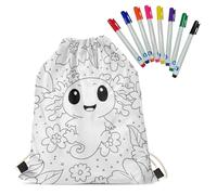 Fkwergsy Color Your Own Axolotl Drawstring Bags for Kids DIY Coloring Drawstring Backpack Arts and Crafts for Kids Ages 6-8 Girls