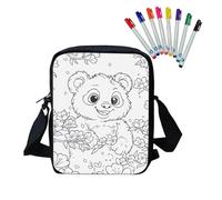 Fkwergsy Color Your Own Bag Arts and Crafts Personalized Doodle Kawaii Crossbody Bag with 8 Bright Markers, Girl Graffiti Age 6-7 Years Old