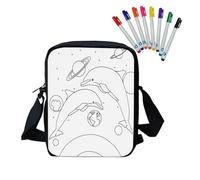 Fkwergsy Color Your Own Bag for 7 Year Old Girl Birthday Color in Blank Crossbody Bag Artistic Creation for Kids with 8 Fabric Markers