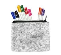 Fkwergsy Color Your Own Bird Pencil Case with Zipper Pouch Small Makeup Pouch Personalized Coloring Small Pencil Case Storage Bags Arts and Crafts