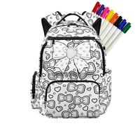 Fkwergsy Color Your Own Bow Backpack for Girls Ages 6-8 8-10 Craft Coloring Bow Bookbag DIY Arts and Crafts for Toddler Kids with 8 Bright Markers