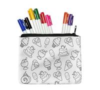 Fkwergsy Color Your Own Canvas Pencil Pouch Small Makeup Pouch for Women Kids White Canvas Pencil Case Crafts Color in Blank Storage Bags for Home School