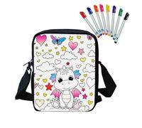 Fkwergsy Color Your Own Cute Bag Fun Creation for Kids Ages 6, 7, 8, 9 Color in Blank Crossbody Bag Crafts with 8 Fabric Markers