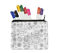 Fkwergsy Color Your Own Cute Pencil Case Small Makeup Pouch for Girls Kids Coloring Axolotl Zipper Pouch Canvas Pencil Case White Arts and Crafts