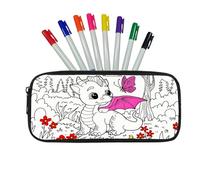 Fkwergsy Color Your Own Dinosaur Pencil Case Crafts DIY Coloring Pencil Pouch for Kids Back to School Supplies