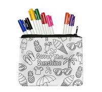 Fkwergsy Color Your Own Fabric Pencil Pouches Small Pencil Case for Kids Ages 4-12 DIY Coloring Small Makeup Pouch Storage Bags Crafts for School Home