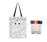 Fkwergsy Color Your Own Frog Tote Bag for Kids Boys DIY Crafts Coloring Cute Canvas Tote Bag Small Shopping Bags Birthday Crafts for Kids Party