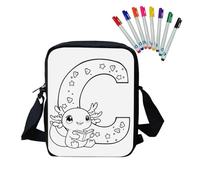 Fkwergsy Color Your Own Letter Crossbody Bag Easy to Identify DIY Coloring Personalized Messenger Bag Crafts with 8 Bright Markers