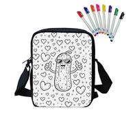 Fkwergsy Coloring Craft Coloring Pickle Pattern Bag Cute Crossbody Bag Arts & Crafts Activity for Boys & Girls Color Your Own Crossbody Bags Hand Painted, Pickle
