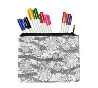 Fkwergsy Coloring Personalized Makeup Pouch Small Zipper Pouch Canvas White Pencil Case Floral Doodle Special Pencil Case Arts and Crafts 8 Bright Markers