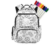 Fkwergsy Crafts Coloring Axolotl Backpack for Girls 10-12 Color Your Own Bookbag with 8 Markers Funny Doodle Schoolbag for Teen Girls