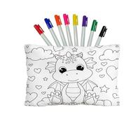 Fkwergsy Cute Dragon Pillowcase for Boys & Girls Coloring Craft Coloring Pillow Case Personalized Pillowcase with 8 Bright Markers, Color in Kawaii Pillow Case DIY Painting Set for Kids