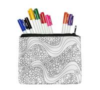 Fkwergsy DIY Canvas Pencil Case for Kids Blank Pouch for Coloring, Color Your Own Small Zippered Pencil Pouch Flower Makeup Bags Art Supplies Gift Idea for Girls