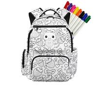 Fkwergsy DIY Coloring Axolotl Backpack for Boys Girls 6-8 Color Your Own School Bag with 8 Fabric Markers Personalized Doodle Bookbag for Kids