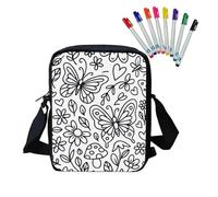 Fkwergsy DIY Coloring Butterfly Crossbody Bag Arts and Crafts for Girls Color Your Own Bag Personalized Crossbody Bags DIY Painting Kit for Girls Kids Ages 6-12