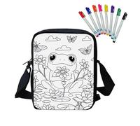 Fkwergsy DIY Coloring Crossbody Bag for Women Girls Color Your Own Frog Crafts for Adults with 8 Bright Markers