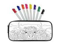 Fkwergsy DIY Coloring Cute Pencil Pouch Cow Personalized Doodle Special Pencil Case Arts and Crafts for School Classroom