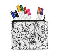 Fkwergsy DIY Coloring Pencil Case Small Makeup Bag for Girls Ages 4-8 Color Your Own Canvas Pencil Pouch Small Storage Bags Kids Art Crafts Activity for School Supplies