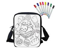Fkwergsy DIY Coloring Personalized Bag with 8 Bright Markers Color Your Own Crossbody Bag Gift Ideas for Girls Ages 6-12