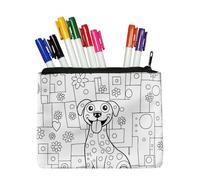 Fkwergsy Dog Small Makeup Bag for Travel Colorizable White Canvas Makeup Pouch DIY Coloring Fabric Pencil Pouch Crafts Gift for Women Girls