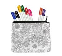 Fkwergsy Flower Coloring Fabric Zipper Pouch Small Makeup Pouch for Girls Women Floral Cosmetic Bag Small Storage Bag, DIY Crafts for Painting Doodle