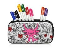 Fkwergsy Girls Pencil Case Axolotl Coloring Crafts Pencil Case for Kids, Color Your Own Bag with 8 Colorful Markers Kawaii DIY Gift for School Party Favor Supplies