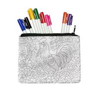 Fkwergsy Personalized Coloring Pencil Pouch for Adults Kids DIY Canvas Makeup Bag Small Pencil Case Artistic Activity with 8 Bright Markers, Creative Gift Idea