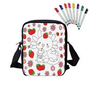 Fkwergsy Personalized Doodle Cute Crossbody Bag for Girls Ages 8-12 Color Your Own Bag Arts and Crafts with 8 Bright Markers
