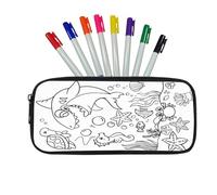 Fkwergsy Shark Color Your Own Pencil Case for Boys Ages 4-12 DIY Coloring Pencil Pouch Arts and Crafts, School Party Favor Supplies