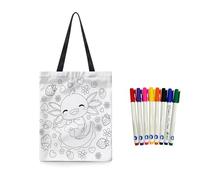 Fkwergsy Small Canvas Tote Bag Art and Crafts Color Your Own Axolotl Tote Bag Cute DIY Painting Bags Small Canvas Grocery Bags for Women Girls