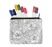Fkwergsy Small Pencil Pouch Color Your Own Flower Pencil Case Small Makeup Pouch for Girls DIY Coloring Floral Pen Case Canvas Storage Bags for School Home