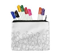 Fkwergsy Tulip DIY Crafts Small Pencil Pouch Color Your Own Canvas Zipper Pouch Small Makeup Bag for Women Kids, Doodle White Pencil Case Crafts