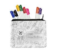 Fkwergsy White Canvas Bag Zipper Pouch DIY Coloring Pet Pencil Pouch Small Storage Bags Color in Blank Pattern Penci Case Crafts for Kids Ages 4-8