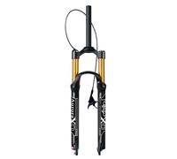 FKXSXAZ 26/27.5/29 Remote Lockout Air Mountain Bike Suspension Fork, Travel 140mm 1 1/8 Straight Tube QR 9mm XC AM Rebound Adjust MTB Front Forks(Black/Gold,29 inch)