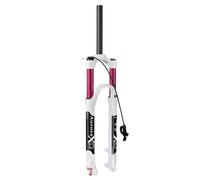 FKXSXAZ 26/27.5/29 Remote Lockout Air Mountain Bike Suspension Fork, Travel 140mm 1 1/8 Straight Tube QR 9mm XC AM Rebound Adjust MTB Front Forks(White/Red,27.5 inch)