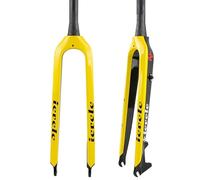 FKXSXAZ Carbon Fiber MTB Rigid Fork 26/27.5/29 Disc Brake Mountain Bike 1-1/2" Tapered Bicycle Front QR 9mm (Color : Geel, Size 29'')