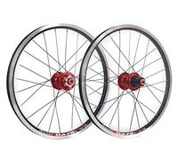 FKXSXAZ Foldable Bike Wheelset 20 Inch 406/451mm BMX Bicycle Wheels Rim Disc Brake Quick Release Wheel Hub 24H For 7 8 9 10 11 Speed Cassette (Color : 406 Red)