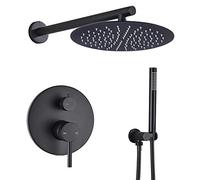 FKXSXAZ N/A Wall Mount Shower Set with Tub Spout, Brass System Overhead Rain and Handheld Shower, Triple Function Faucet for Bathroom,Black Gold (White A)