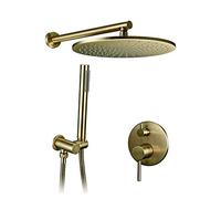 FKXSXAZ Water-Tap Bath Shower Systems Solid Brass Set Bathroom Round Head Faucet Gold Handshower Diverter Mixer Golden Handheld Spray Set,a,8Inch