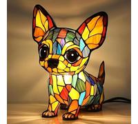 FkYstrix Cat Lamp & Dog Lamps Night Lights Tabletop Lamp with Warm Ambient Glow - Stained Resin Vintage Bedroom/Office Animal Decor, J