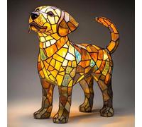 FkYstrix Cat Lamp & Dog Lamps Night Lights Tabletop Lamp with Warm Ambient Glow - Stained Resin Vintage Bedroom/Office Animal Decor, M