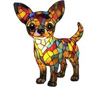 FkYstrix Small Dog Lamp, Retro Stained Resin Tabletop Night Light, 3D Cute Puppy Table Lamps, Gift for Lovers Home Decor, Chihuahua