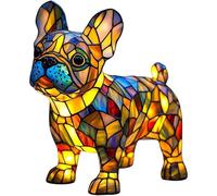 FkYstrix Small Dog Lamp, Retro Stained Resin Tabletop Night Light, 3D Cute Puppy Table Lamps, Gift for Lovers Home Decor, Bulldog