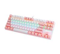 FKZ BAJEAL Mechanical Keyboard,Hot Swap 87 Keys Keyboard,USB Wired Blue Switch Keyboard with Two Color Shine-Through Keycaps,Multi LED Backlit Lighting Gaming Keyboard (White Pink)
