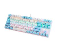 FKZ BAJEAL Mechanical Keyboard,Hot Swap 87 Keys Keyboard,USB Wired Blue Switch Keyboard with Two Color Shine-Through Keycaps,Multi LED Backlit Lighting Gaming Keyboard (White Blue)